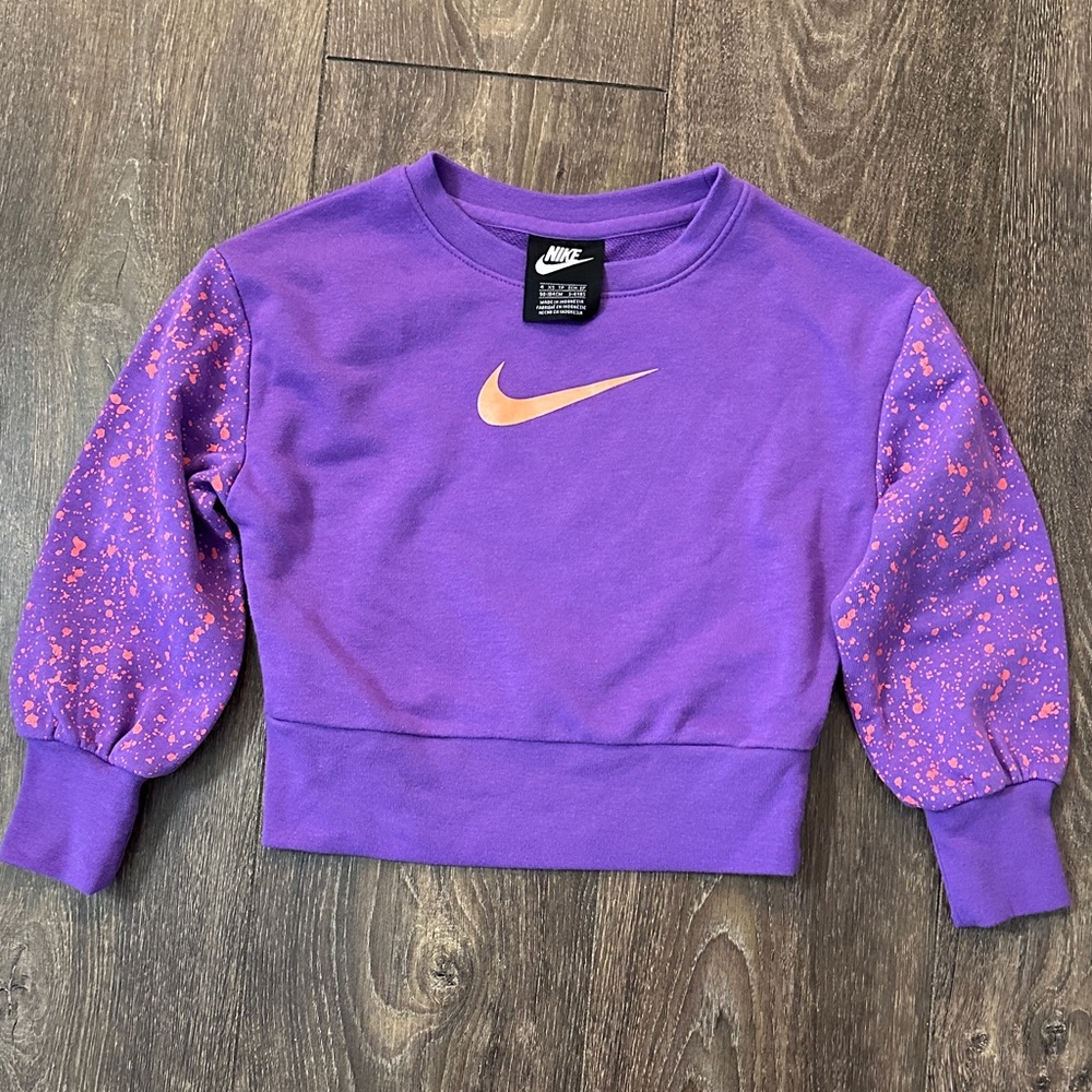 Nike Kids Purple Sweatshirt with Orange Logo